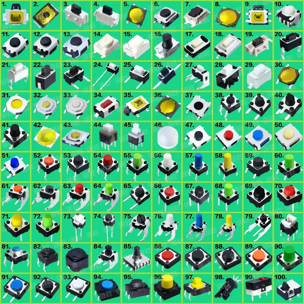 Assorted Micro Botão Interruptor Tact Reconjunto Mini Folha Switch Smd Dip Faça Você Mesmo Reparação Parte 12×12 3×6 6×6 100 Tipos 500 Pcs