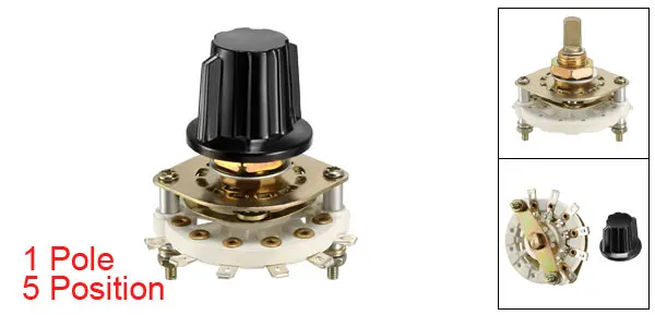 

uxcell 5/6/12/18/20 контактов 1/2 палубный диапазон каналов поворотный переключатель 4P4T 3P3T 1P4T 2P8T 1P5T с ручкой, используемый на радио, ТВ