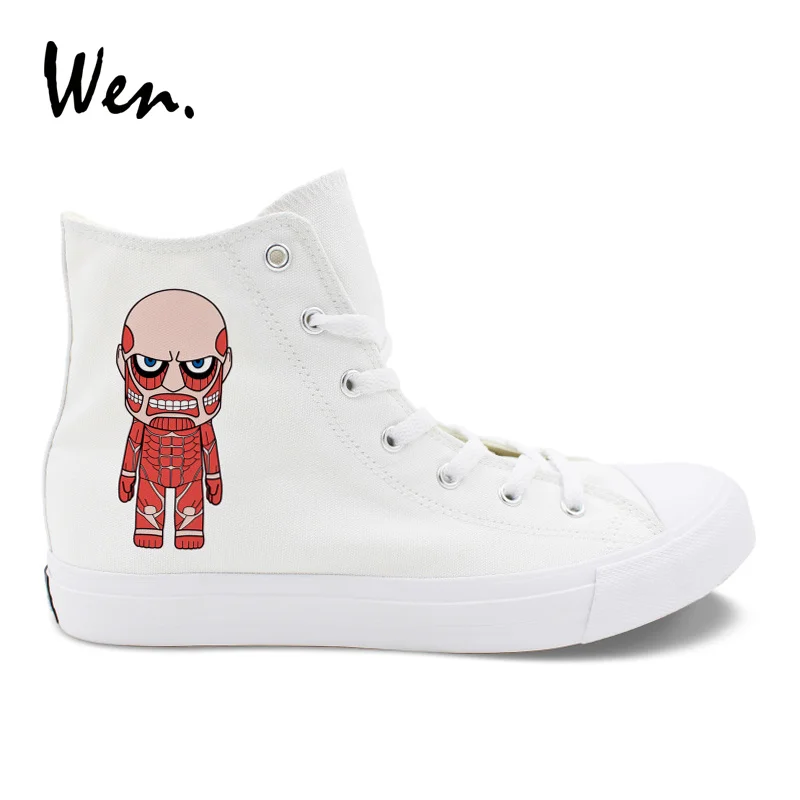 Wen Design Anime Canvas Shoes Attack on Titan White Black High Top Women Men's Skateboarding Sneakers for Christmas Gift | Спорт и