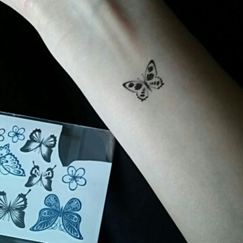 100 шт./лот цветные бабочки дизайн поддельные татуировки водонепроницаемый