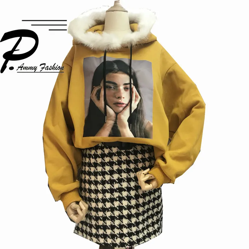 Флисовая Подкладка Плюс Размер Толстовка с капюшоном 2017 Зима теплые толстовки