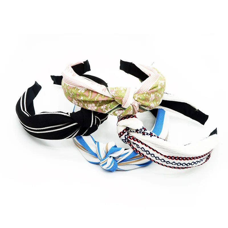 Женская повязка на голову Haimeikang с узлом для девочек милая цветочным принтом