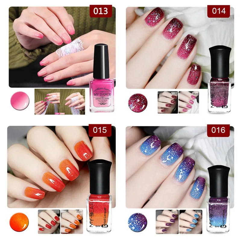 MYDANCE блеск лак для ногтей изменение температуры цветной гель маникюрный замочить