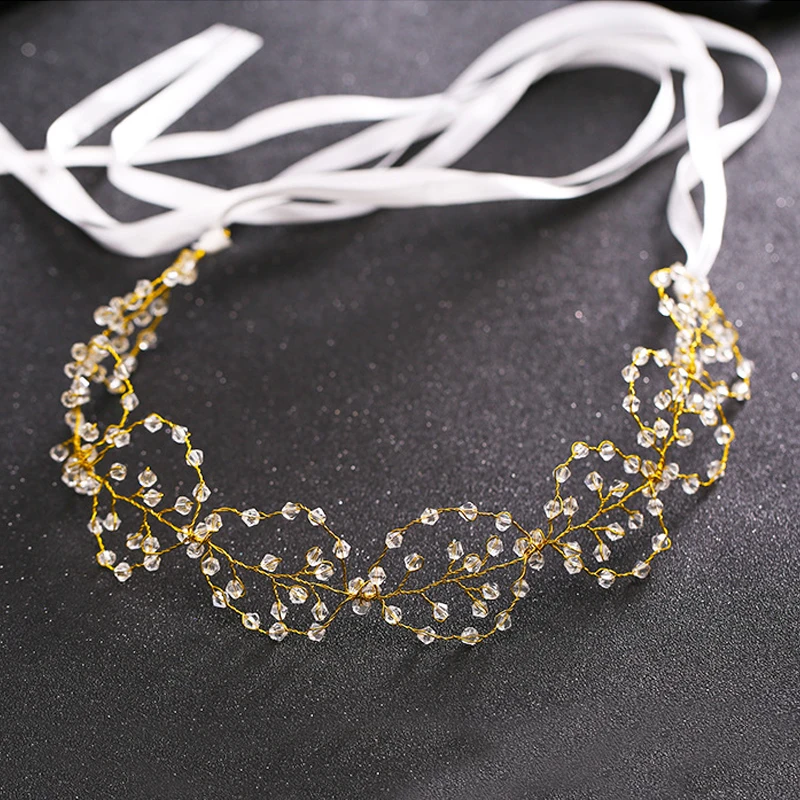Свадебные Украшения Hairband Кристалл Золото Цветочные Tiara Головной Убор