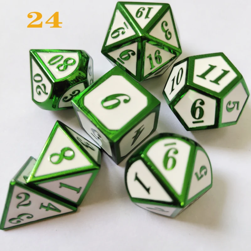 MEHAO игральные кости DND металлические rpg набор многогранные подземелья и дракон черные настольные игры цинковый сплав зеленый цифровой d& d кубики шаблон d6