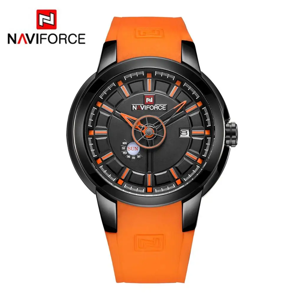NAVIFORCE Роскошные Брендовые мужские военные спортивные часы мужские повседневные кварцевые наручные часы с датой Мужские Аналоговые часы Relogio Masculino - Цвет: Black Orange