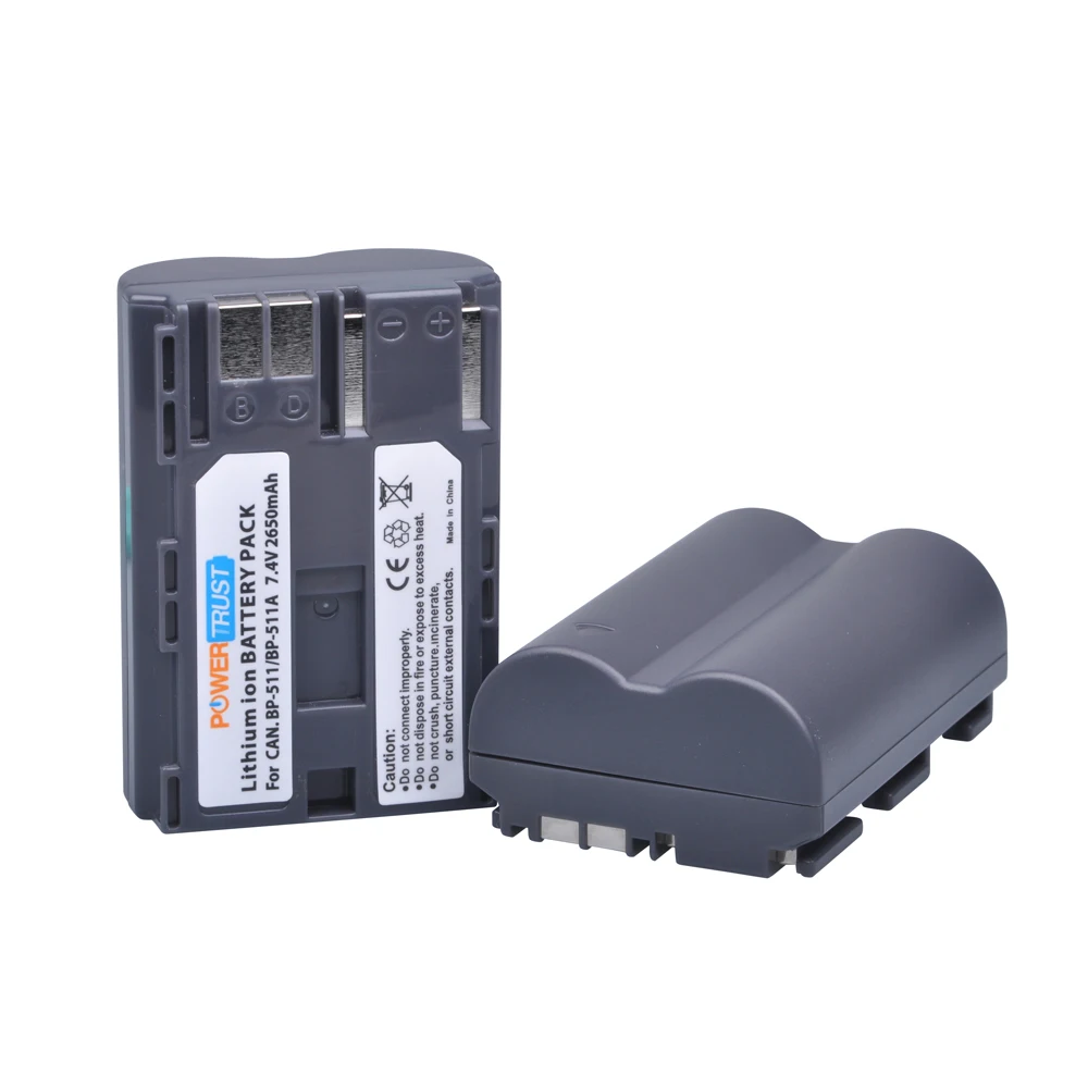 2 шт. 2650 мА/ч, BP-511 BP 511 BP511 BP511A Батарея+ ЖК-дисплей USB Dual Зарядное устройство для цифровой однообъективной зеркальной камеры Canon EOS 40D 300D 5D 20D 30D 50D