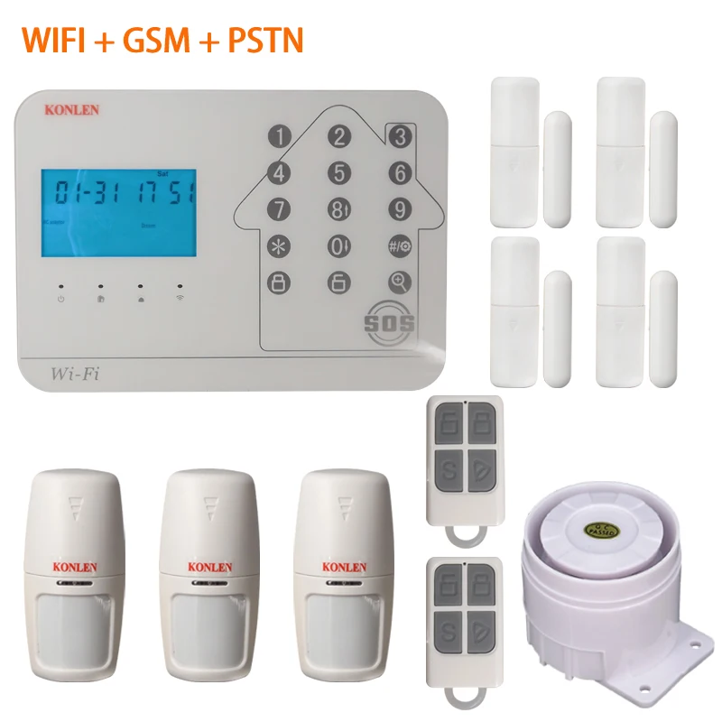 KONLEN GSM Wifi сигнализация Охранная Домашняя Сигнализация PSTN проводка Беспроводная