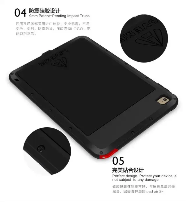 Противоударный Водонепроницаемый Гибридный мощный чехол Love Mei для iPad Mini 4 Air 2 Pro 9 7