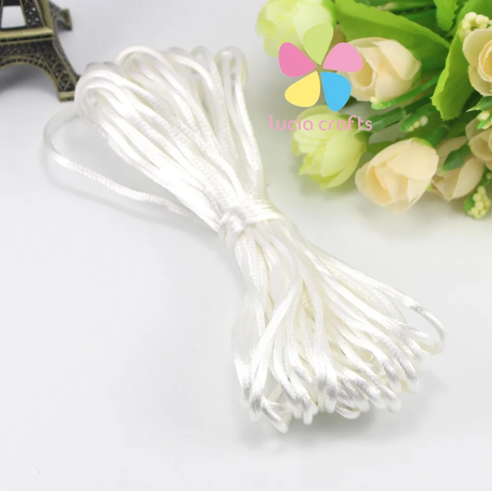 Color 14 white Lucia crafts 10 лет/Лот, 2 мм, мягкий сатиновый шнур, шелковый шнур макраме, нейлоновая веревка, аксессуары для рукоделия, W0402 - Цвет: Color 14 white