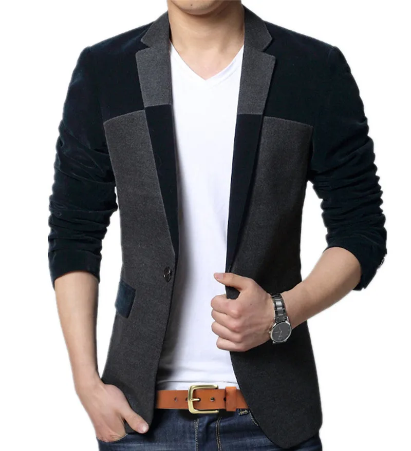 Блейзер LANBAOSI мужской на одной пуговице повседневный приталенный вельветовый