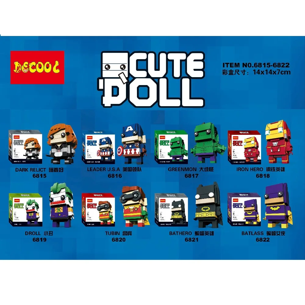Совместимость с legoed Decool marvel brickheadz Супергерои Мстители бетмен И Дедпул игрушки