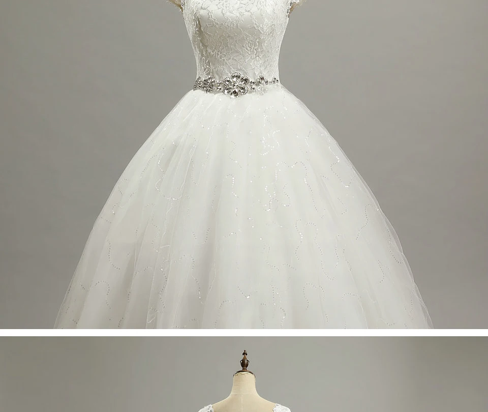 Elegant Cheap Crystal Bridal Dresses Fashion Short Bride Gowns Plus Size Vestido De Noiva ball wedding dresses with sleeve
