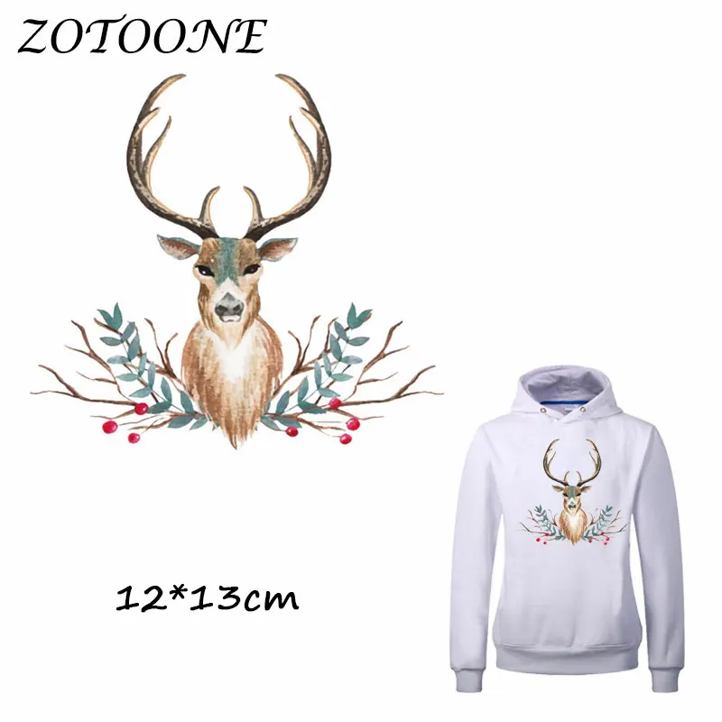

ZOTOONE Flower Deer Patches Iron on Transfers DIY Accessory Decoration Patch for Clothing Print on T-shirt Bags Applique Clothes