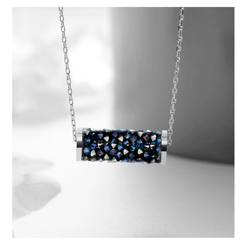 BAFFIN Изящные камни труба кулон ожерелье колье синие кристаллы от Swarovski для женщин Свадебный праздник серебряный цвет DIY ювелирные изделия