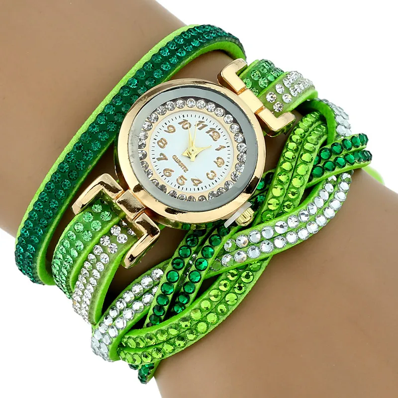 Женские кварцевые часы с плетеным браслетом и кристаллами|feminino|feminino relogiofeminino casual