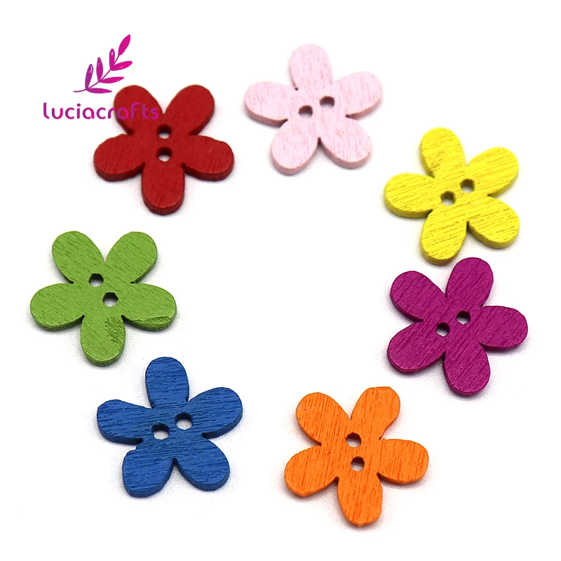 Распродажа! Lucia crafts 12 шт. 14 мм 2 отверстия Смешанные Цветочные Деревянные Кнопки DIY шитье скрапбукинг декоративные аксессуары CH1241