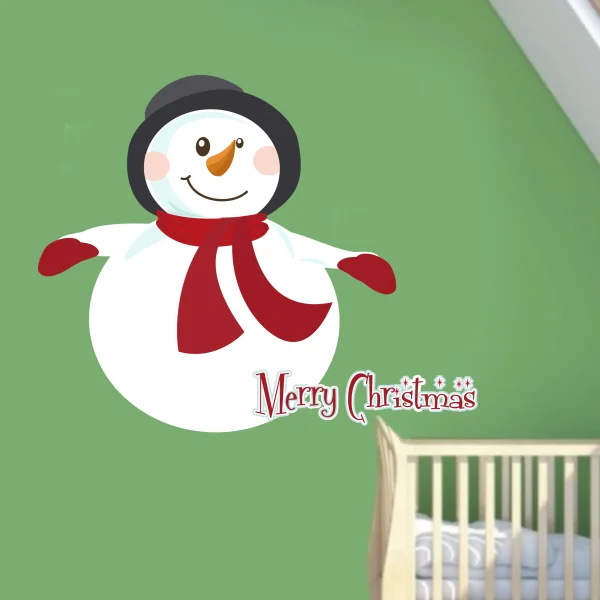 Merry Christmas Snowman Art Illustration Wall Stickers Window Sticker Decoration Kids Room Vinyl Creative Home Decor | Дом и сад