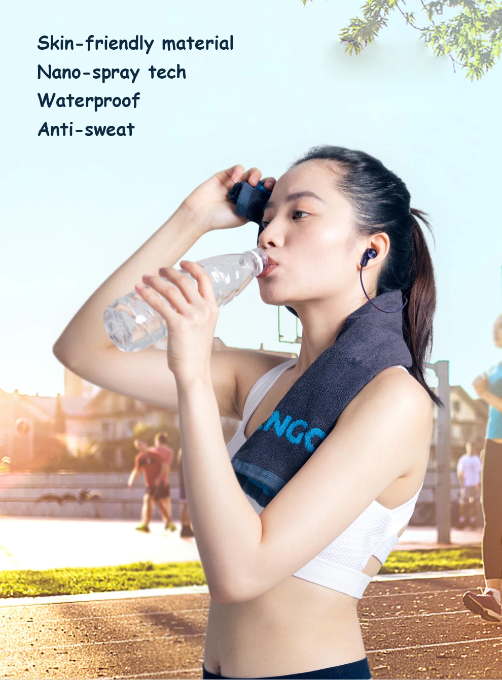 Спортивные bluetooth-наушники с шейным креплением, бас-магнит, шумоподавление, наушники-вкладыши, микрофон, громкая связь, защита от атмосферных воздействий