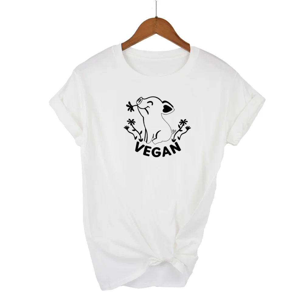 White Vegan Футболка женская есть фрукты не друзья Футболка с принтом harajuku kawaii tumblr футболка с круглым вырезом для девочек женская футболка - Цвет: White