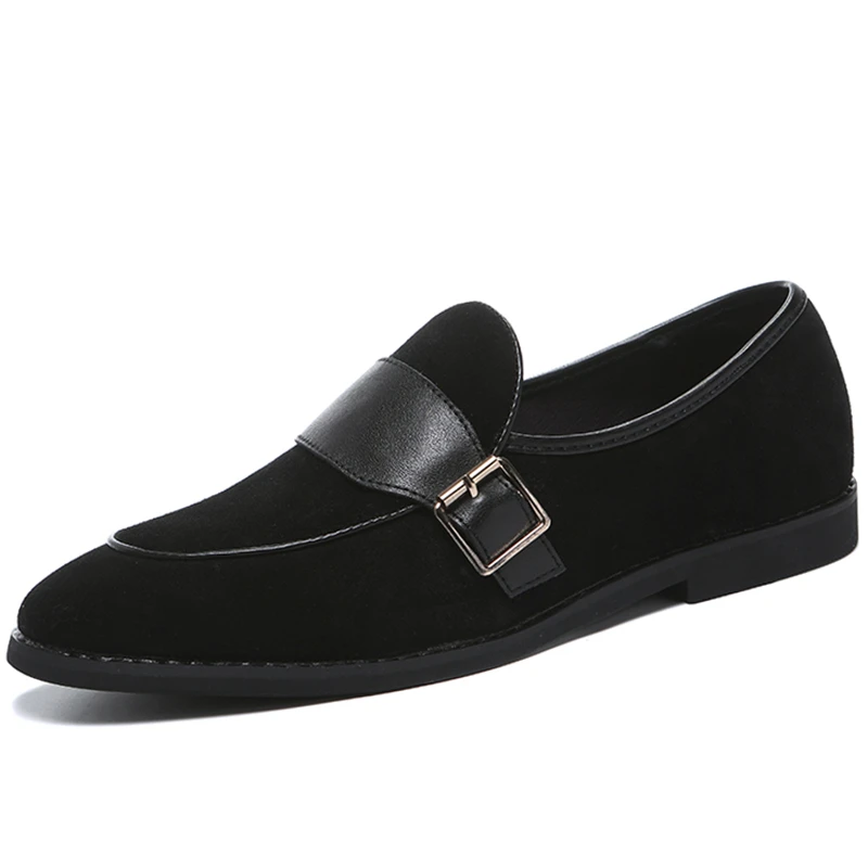 Black Men Loafers Misalwa/Прямая поставка; размеры 38-48; сезон весна-лето; мужские лоферы из замши; повседневная мужская обувь на плоской подошве; классические элегантные деловые туфли - Цвет: Black Men Loafers