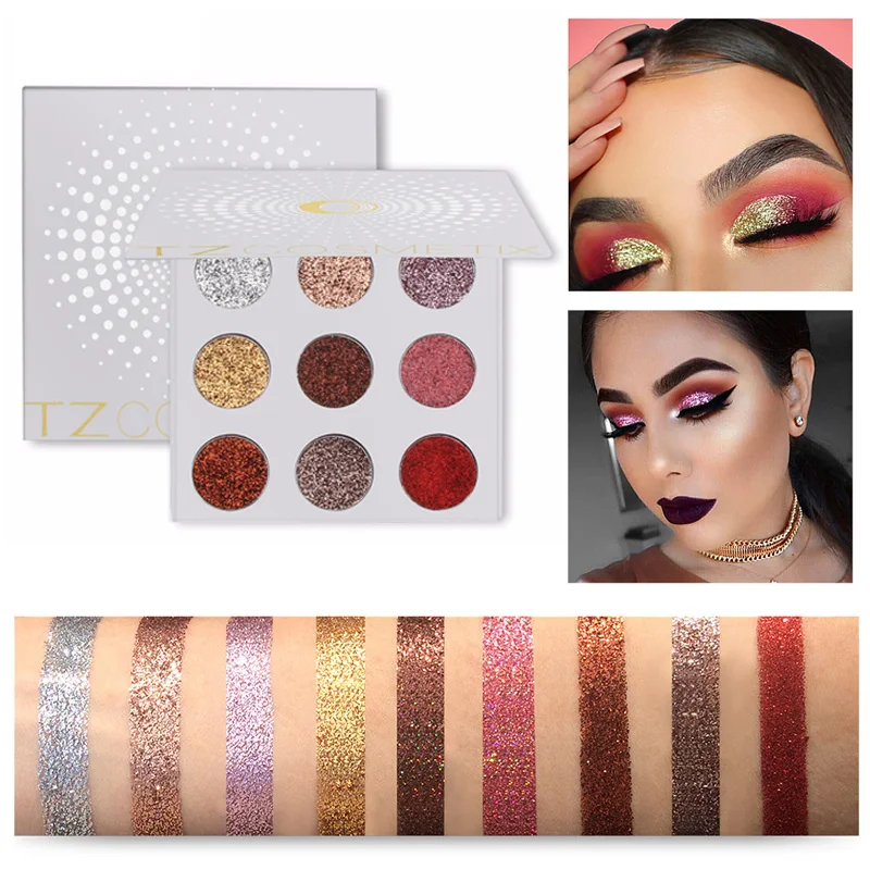 9 цветов Профессиональные мерцающие тени для век Палитра Алмазный Блеск Матовая|