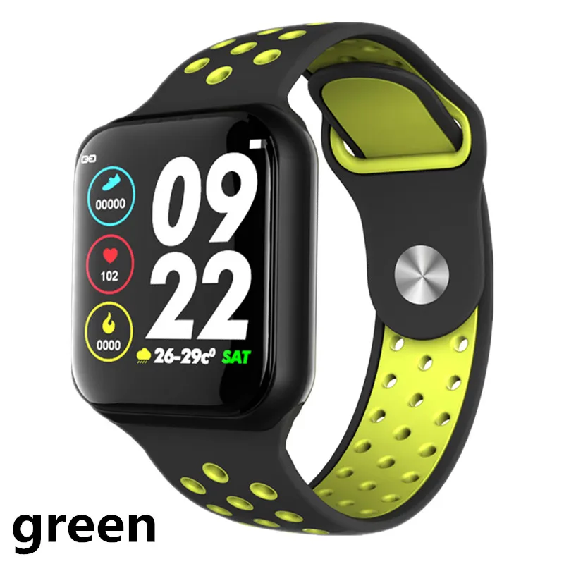 green F8 Смарт-часы Мужские Женские Модные Смарт-часы фитнес-трекер пульсометр кровяное давление мониторинг кислорода в крови IP67 водонепроницаемый - Цвет: green