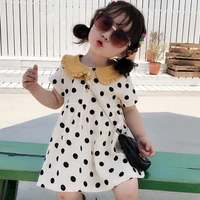 fashion 2019 girls summer dress kids princess costumes toddler dot peter pan collar party elegant dress kids clothes for 2 7yrs