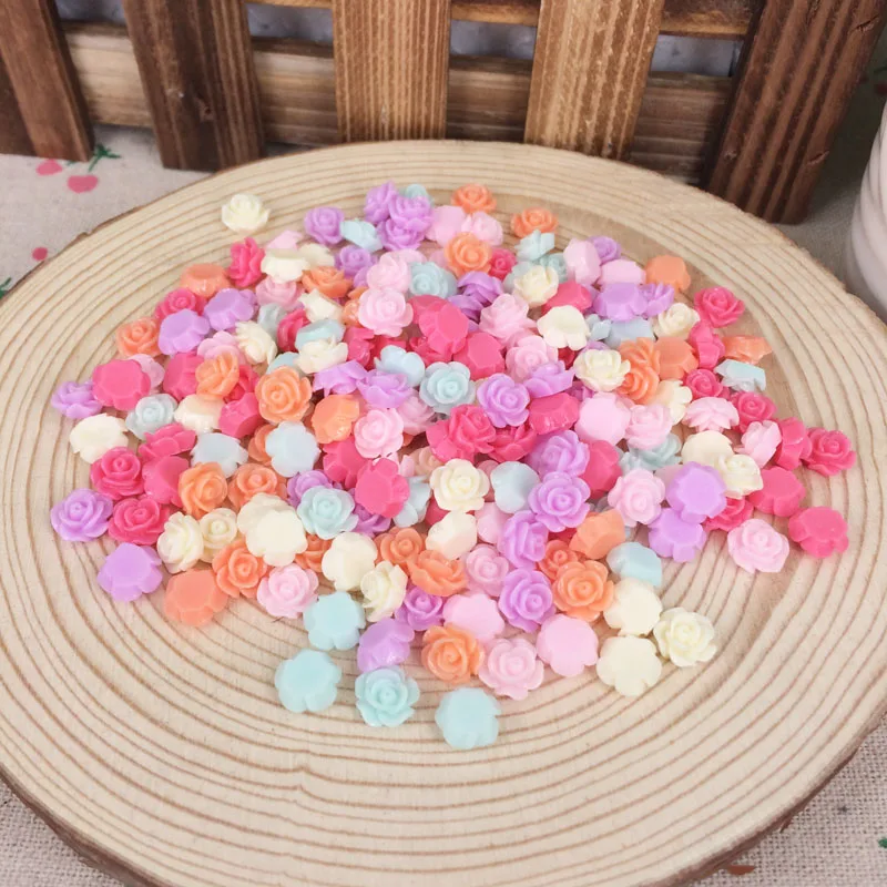 200 шт Смешанные Цвет с плоской задней Кабошон из смолы цветком Kawaii Смола поделки