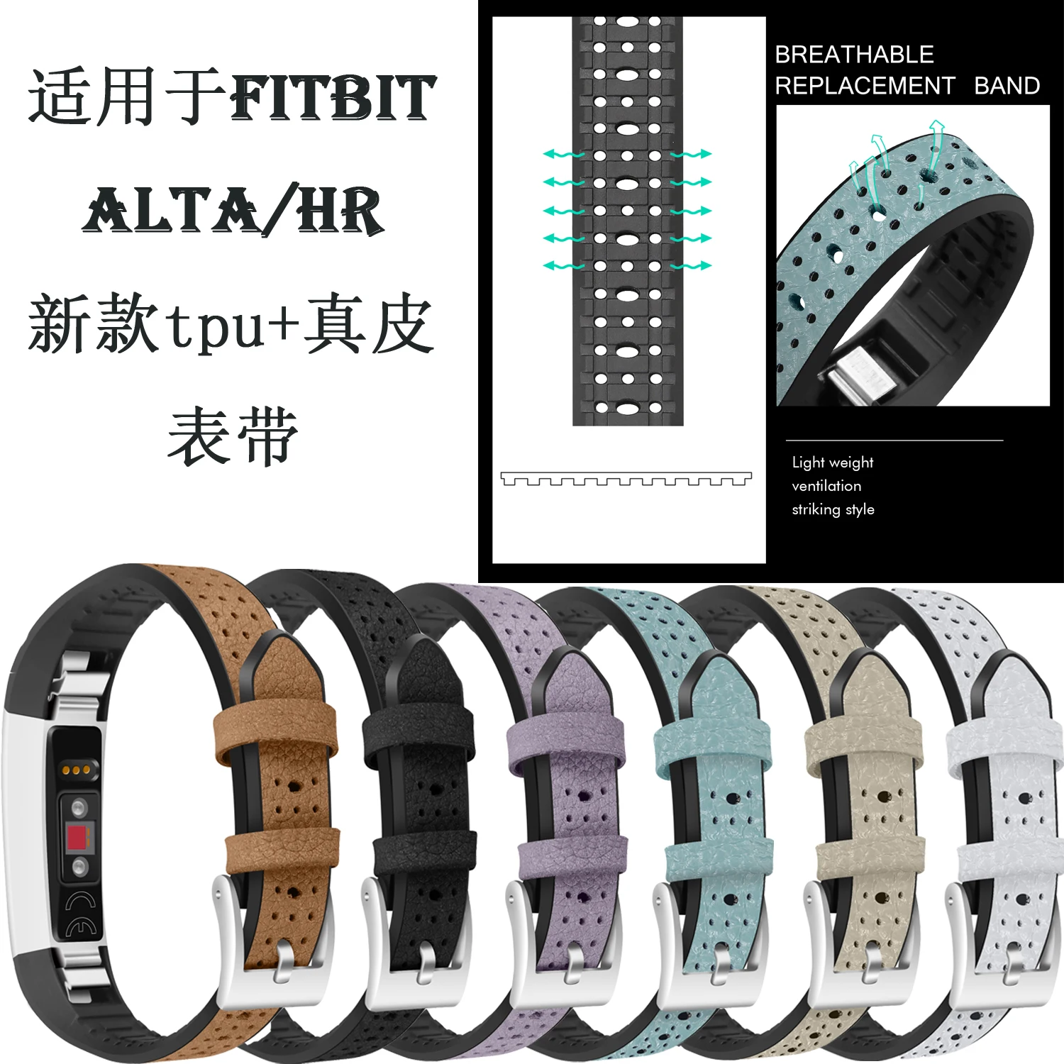 Oulucci 6 цветов кожа+ ТПУ ремешок для часов Браслет Для Fitbit Alta/Alta HR сменный браслет наручных часов высокого качества ремешок для часов