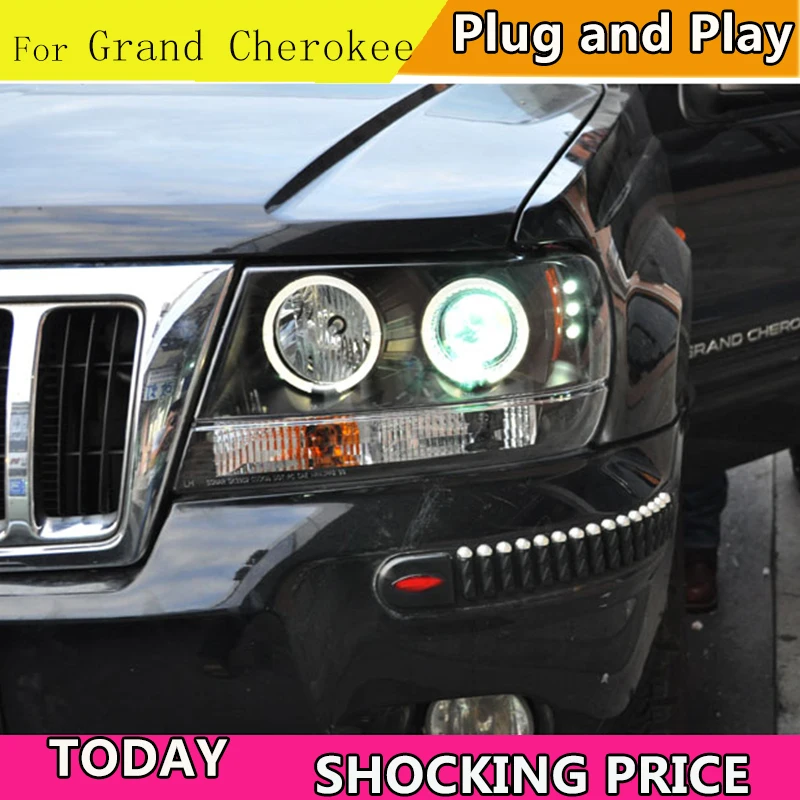 Doxa автомобильный Стайлинг для Jeep Grand Cherokee 1999-2004 светодиодный головной светильник ксенон HID передний светильник светодиодный DRL ангельские глазки