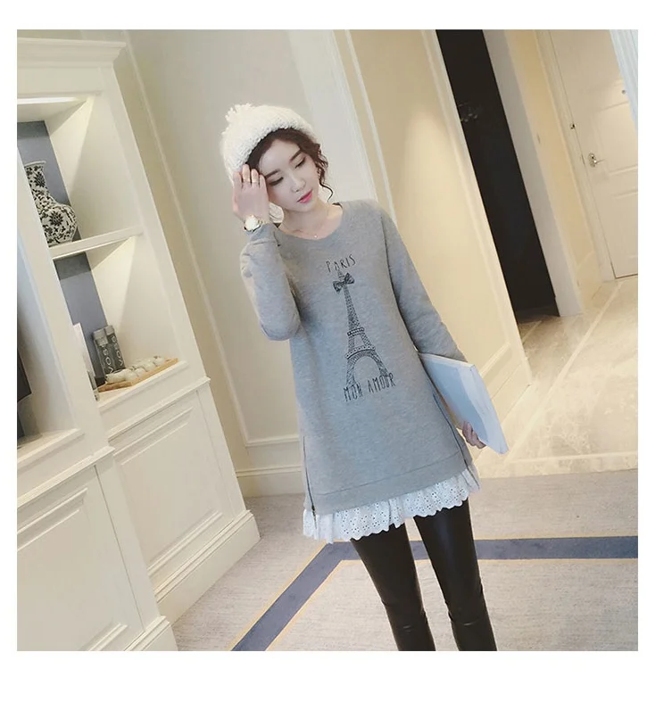 Spring Autumn Thin Модная одежда для мам; Одежда для беременных; топы для беременных; футболка; зимняя теплая рубашка для грудного кормления; топы для кормящих женщин - Цвет: Spring Autumn Thin
