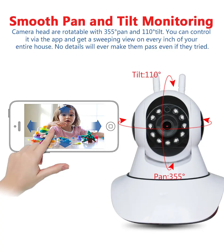 Домашняя безопасность 720P 1080P Wifi ip-камера аудио запись SD карта памяти P2P HD CCTV Беспроводная камера наблюдения детский монитор