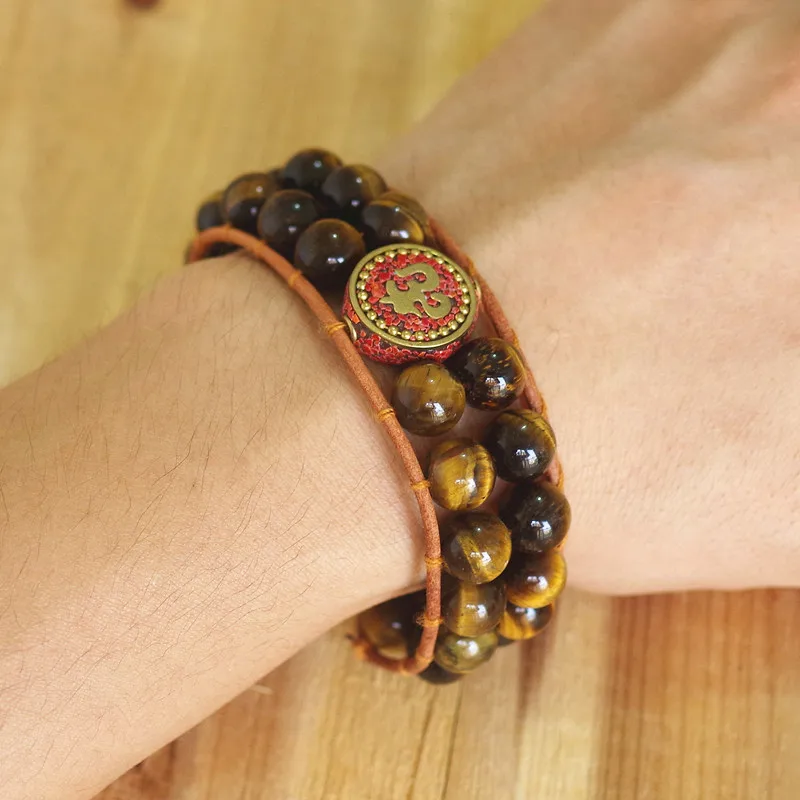 Мужской винтажный браслет с бусинами тигровый глаз 10 мм|Браслеты шармами| |