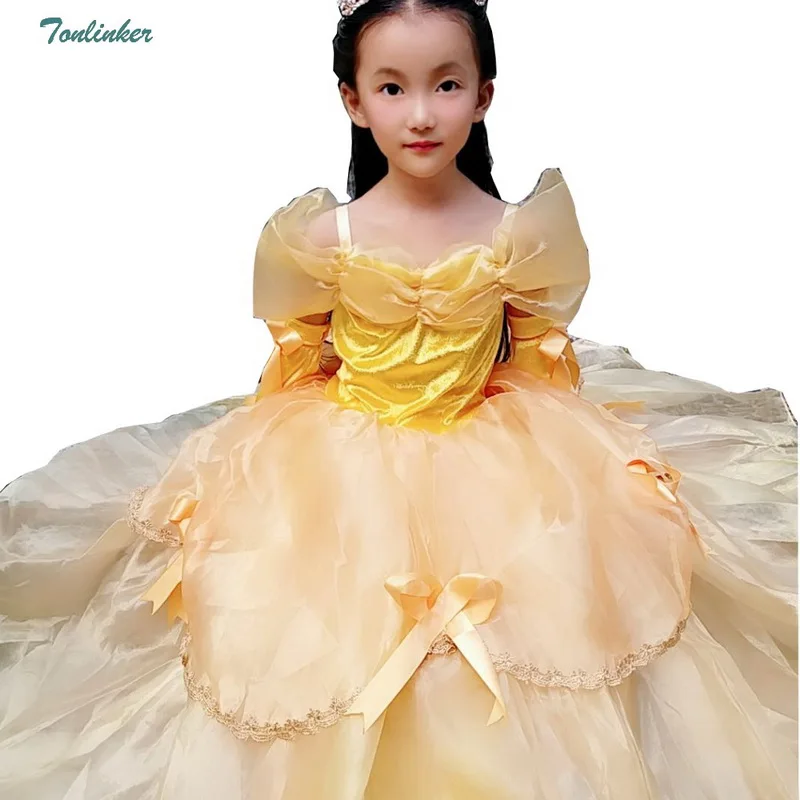 Костюм принцессы Белль для девочек с накидкой перчатками платье пачка пышными