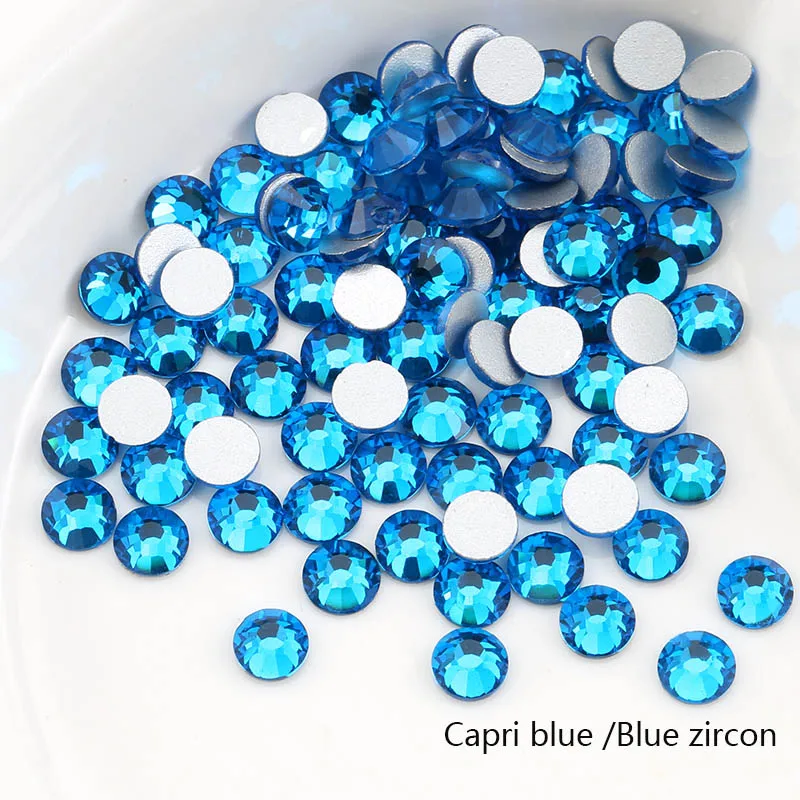 capri blue Новая распродажа с украшением в виде кристаллов Цвет SS6(1,9-2,0 мм) горячей фиксации, плоская задняя часть, Стразы 1440 шт. Цвет Фул украшения ногтей Стразы - Цвет: capri blue