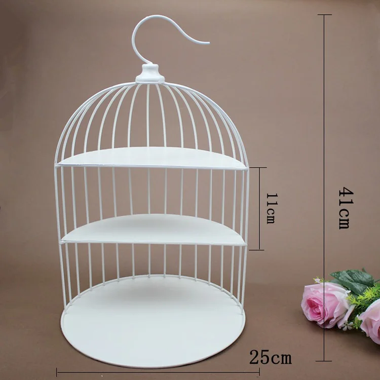 

European multi-layer cake rack creative pastry tray dessert table display rack three bird cage dessert rack