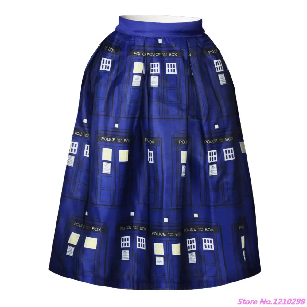 Темно Синий Полицейский ящик женские юбки цифровая печать ТАРДИС юбка женская до