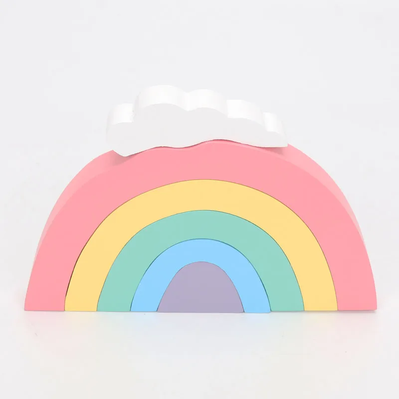 Радужные деревянные строительные блоки украшение для детской комнаты