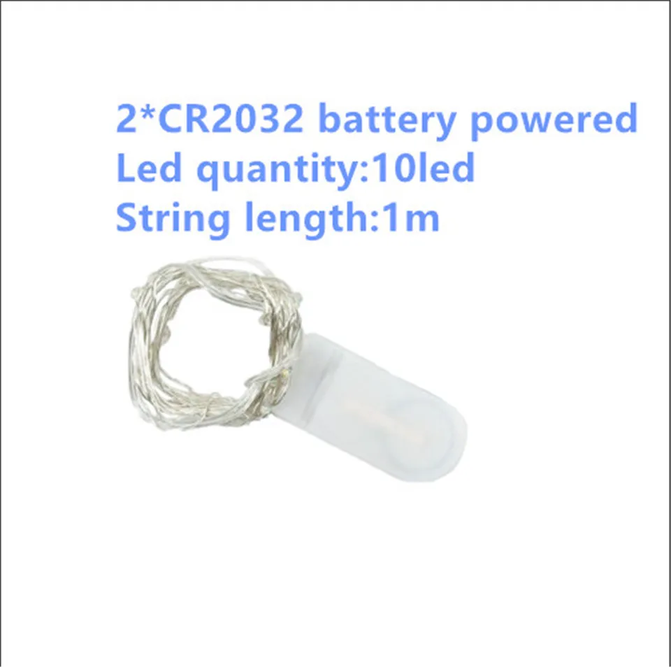 1M by CR2032 Battery USB 5v праздничные сказочные огни гирлянда на батарейках светодиодный гирлянды украшения Рождество открытый гирлянда рогатки шторы мишура - Испускаемый цвет: 1M by CR2032 Battery