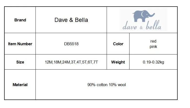 DB5518 dave bella/осенний шерстяной пуловер для маленьких девочек, топы, детская одежда, вязаный свитер для малышей