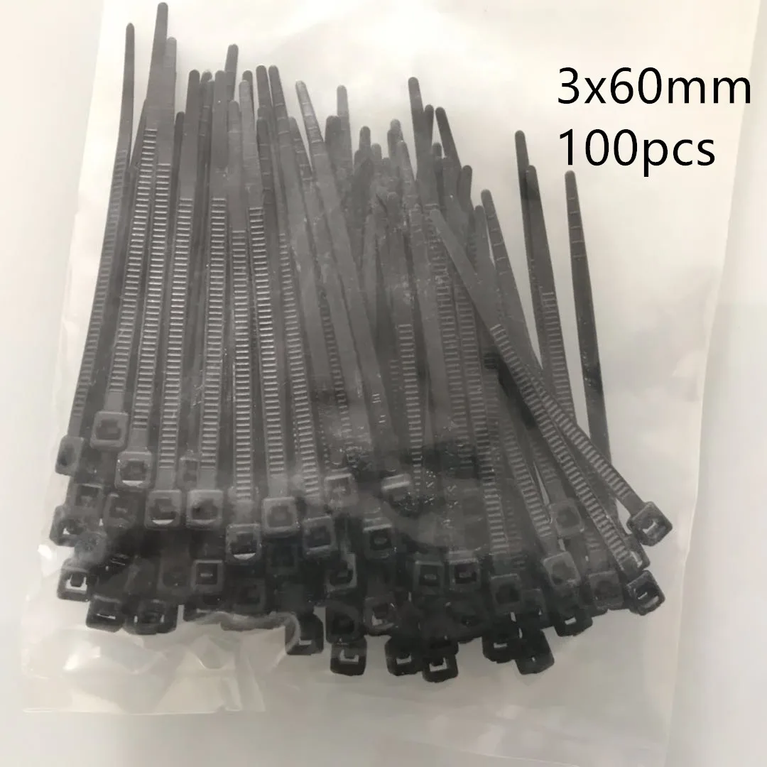 500 шт. 3x60 3x80 3x100 3x120 3x150 мм Ассорти самоблокирующиеся Нейлоновые кабельные стяжки черные пластиковые стяжки на молнии