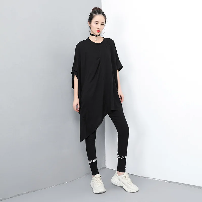 Новинка 2019 корейский стиль Женские однотонные черные хипстерские длинные топы