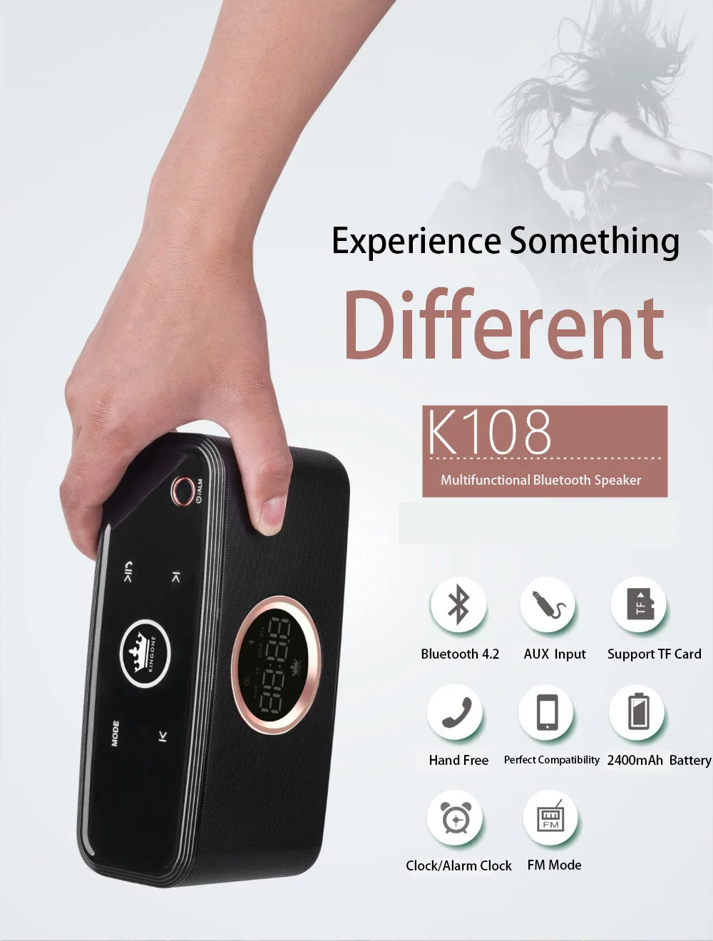 KINGONE K108 Портативный Bluetooth Динамик Hand Free Bluetooth 4,2 Sound Bar Поддержка TF карты FM музыке стерео сабвуфер Super Bass