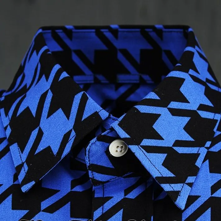 Новейшая мужская приталенная рубашка ночного клуба певицы твидовая лапка