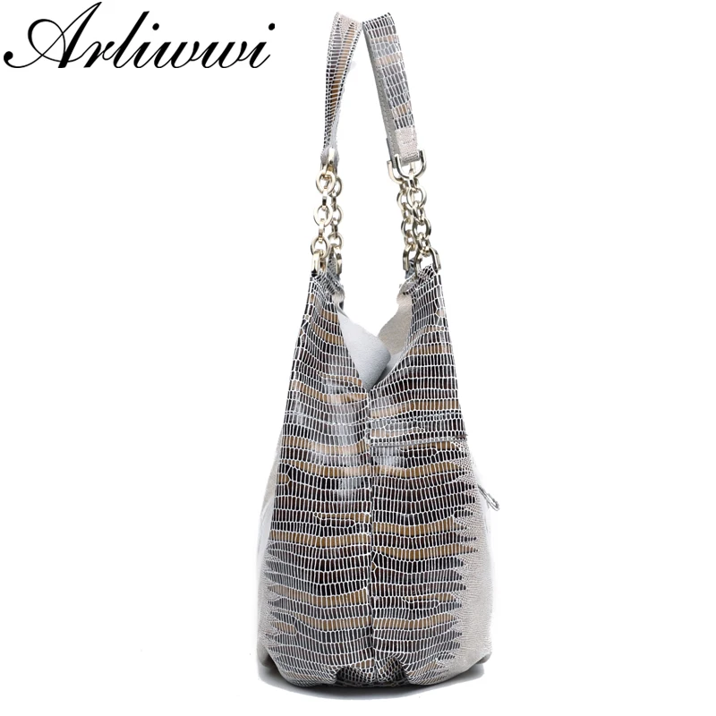 Arliwwi дизайнер Bolsas Feminina Змеиный принты блестящие высокое качество из натуральной