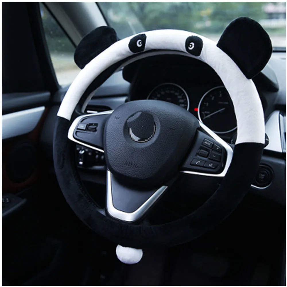 Cubierta de volante de coche, cubierta de felpa de 380mm, General Panda