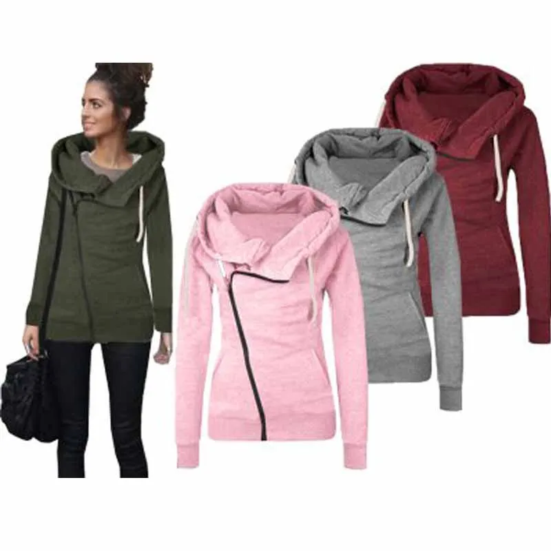 Новая Осенняя Женская куртка Повседневная свободная толстовка на молнии свитшот