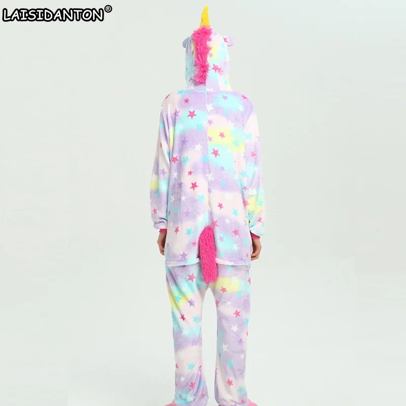 Laisidanton Новый rainbow Unicorn пижамы Наборы для ухода за кожей фланель унисекс взрослых