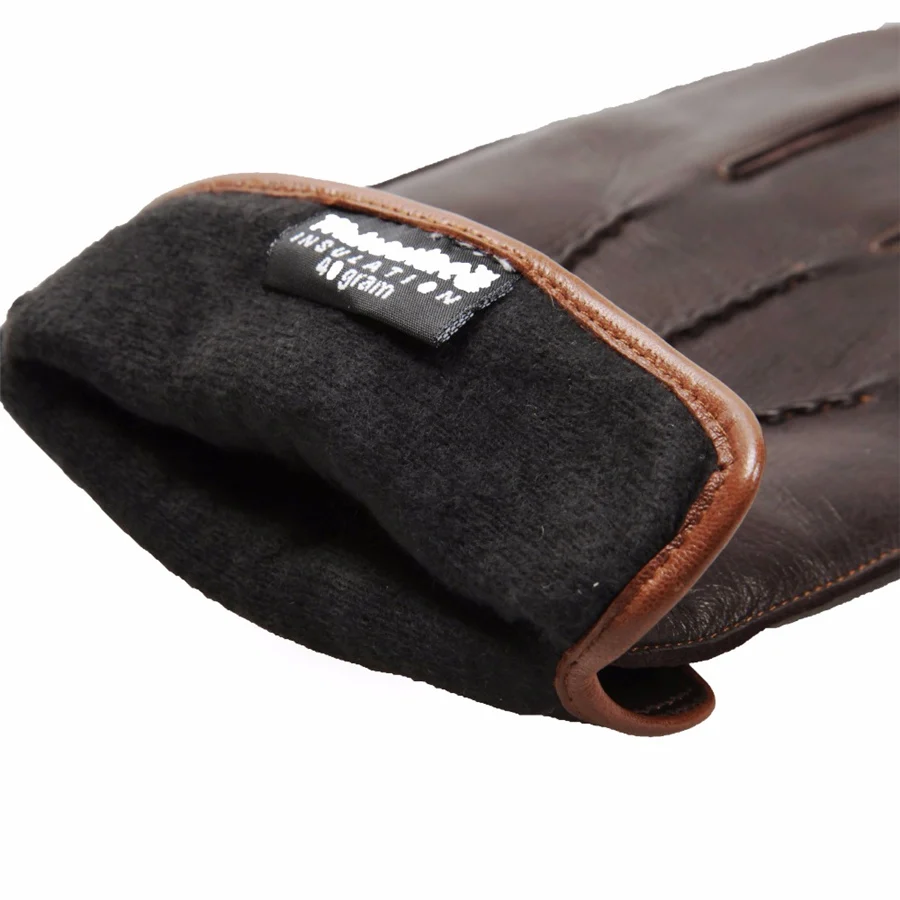 Мужские перчатки из натуральной кожи с хвостом ласточки зимние овчины бархатной